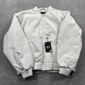 Under Armour Expanse FL Lined Bomber Jacket Womens Large Avy White 1387569